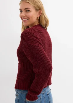 Gilet en grosse maille avec boutons martelés