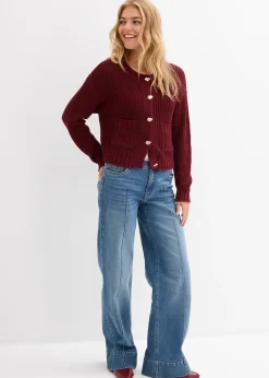 Gilet en grosse maille avec boutons martelés