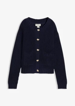 Gilet en grosse maille avec boutons martelés