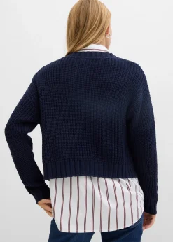 Gilet en grosse maille avec boutons martelés