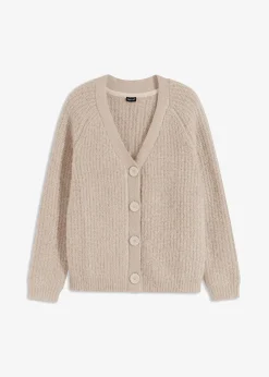 Gilet en grosse maille côtelée brillante