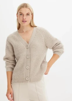 Gilet en grosse maille côtelée brillante