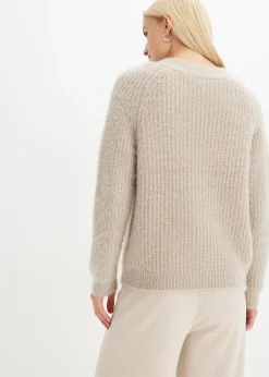 Gilet en grosse maille côtelée brillante