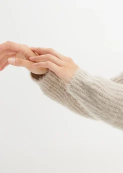 Gilet en grosse maille côtelée brillante