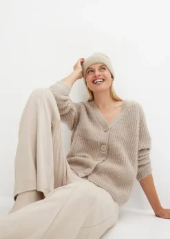 Gilet en grosse maille côtelée brillante