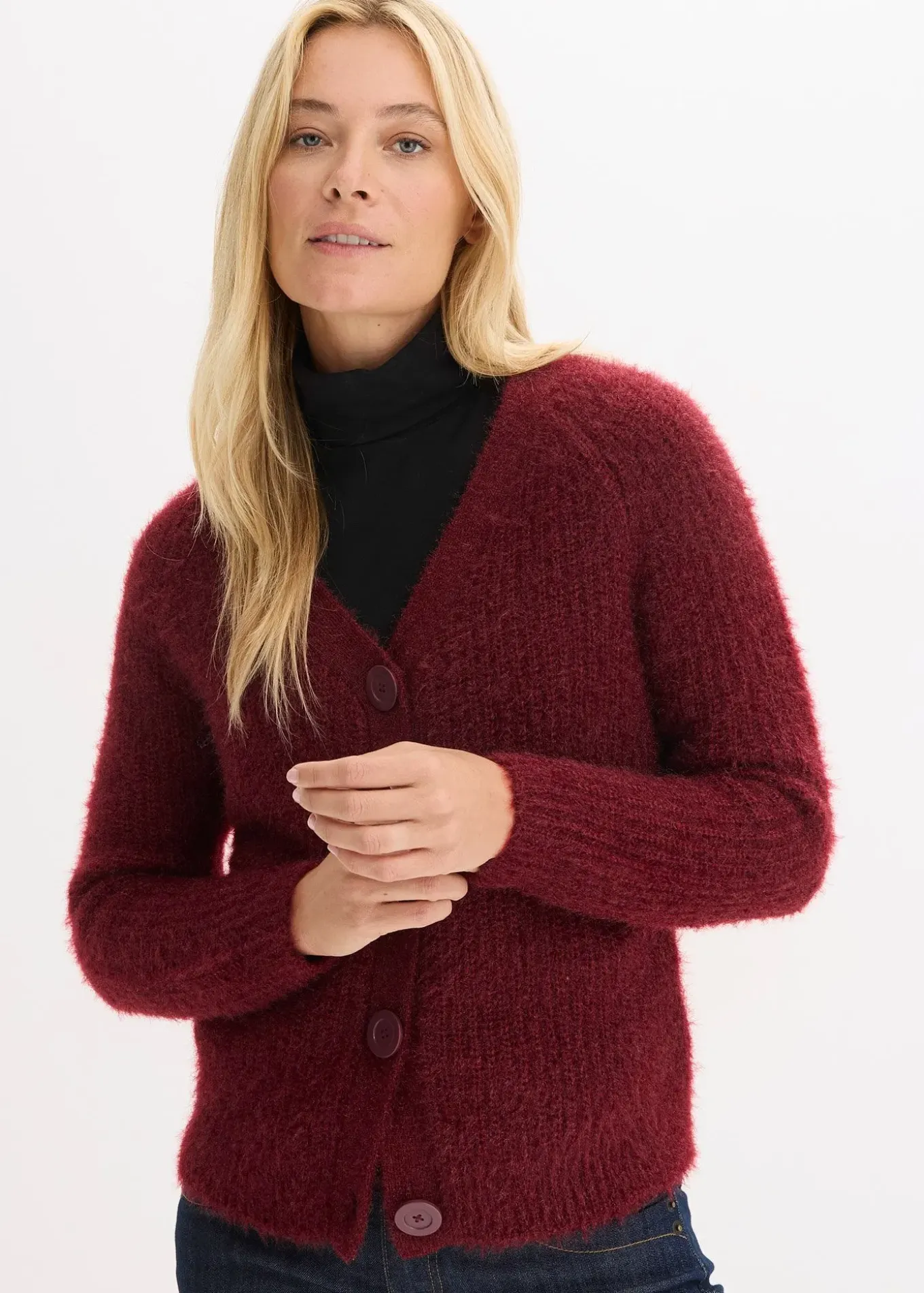 Gilet en grosse maille côtelée brillante