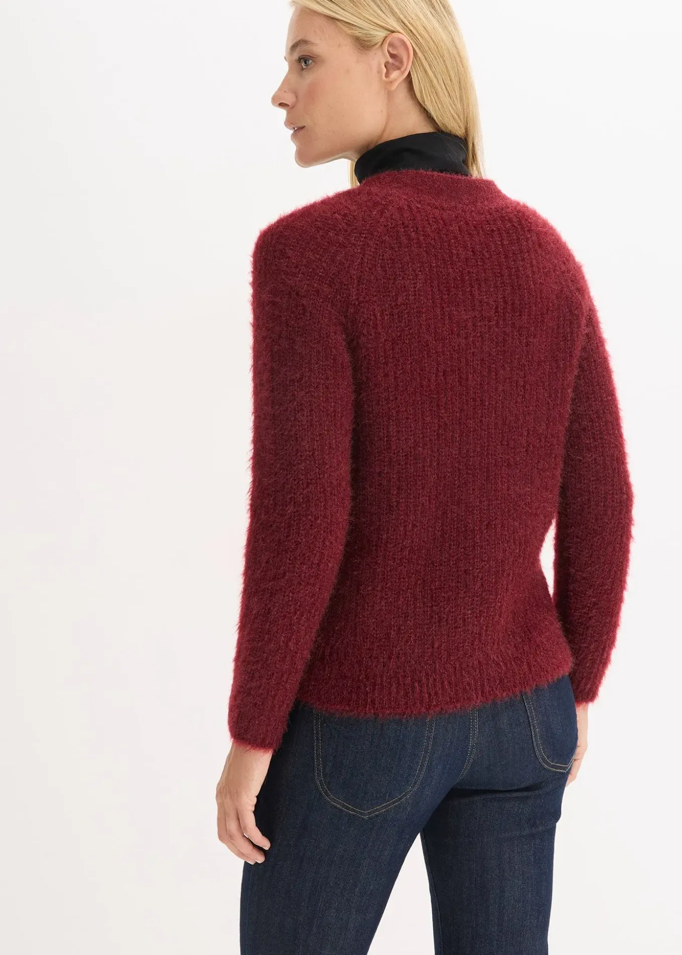 Gilet en grosse maille côtelée brillante