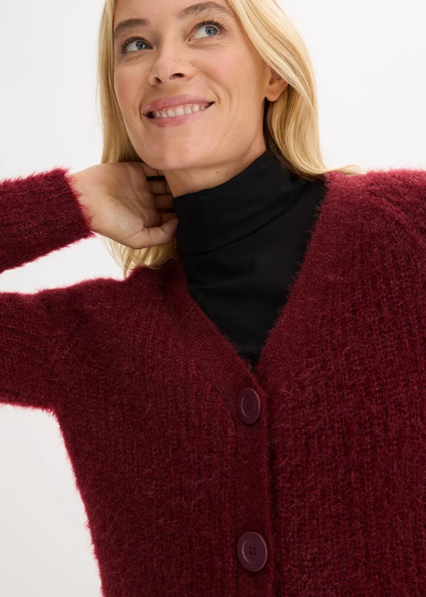 Gilet en grosse maille côtelée brillante