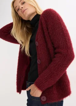 Gilet en grosse maille côtelée brillante