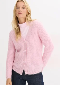 Gilet en grosse maille côtelée brillante