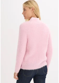 Gilet en grosse maille côtelée brillante