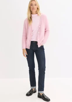 Gilet en grosse maille côtelée brillante