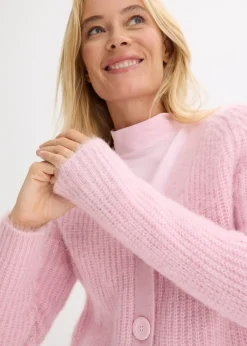 Gilet en grosse maille côtelée brillante