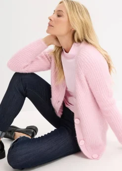 Gilet en grosse maille côtelée brillante