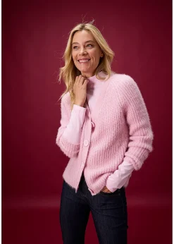 Gilet en grosse maille côtelée brillante