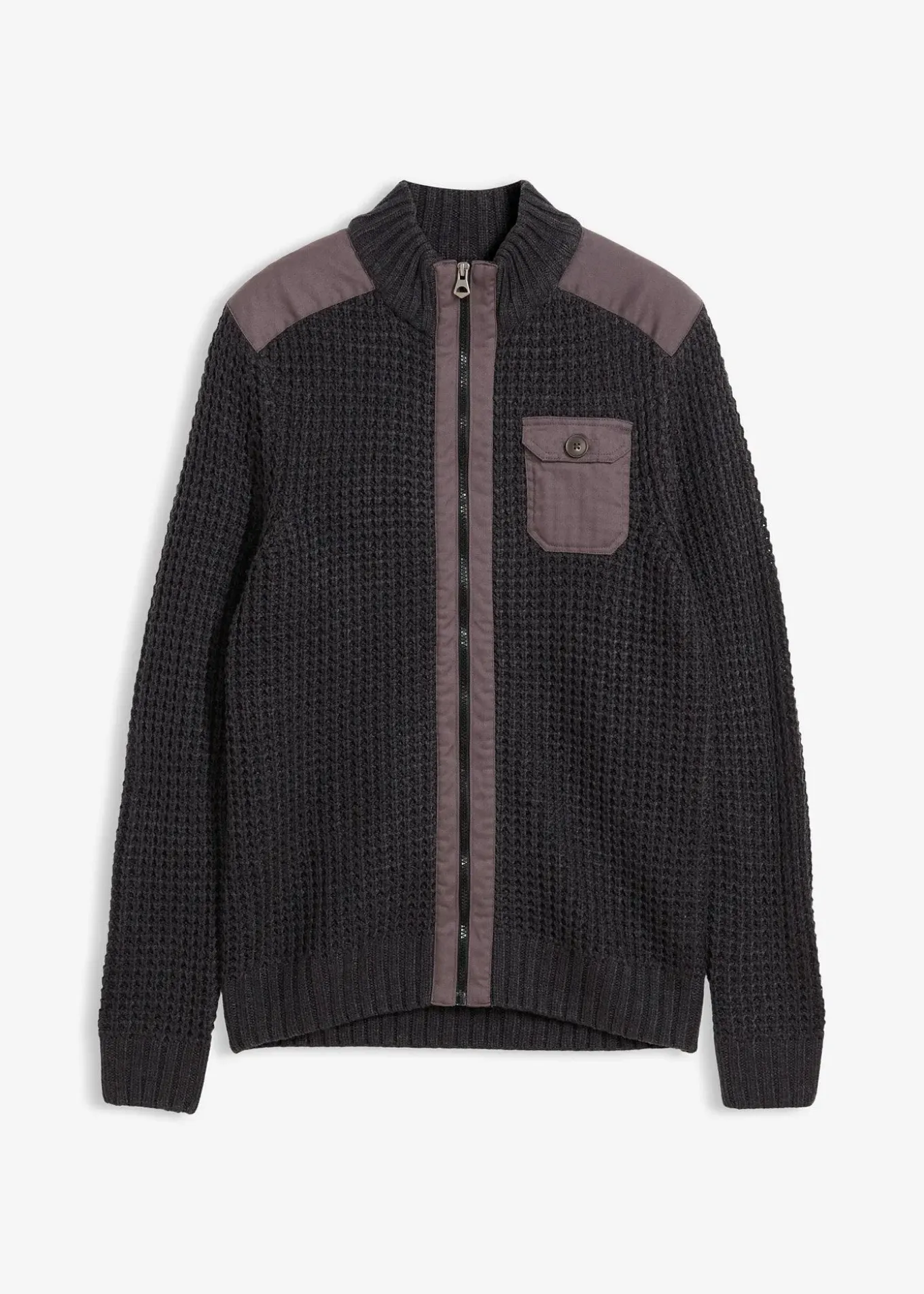 Gilet en grosse maille point de riz avec poche poitrine