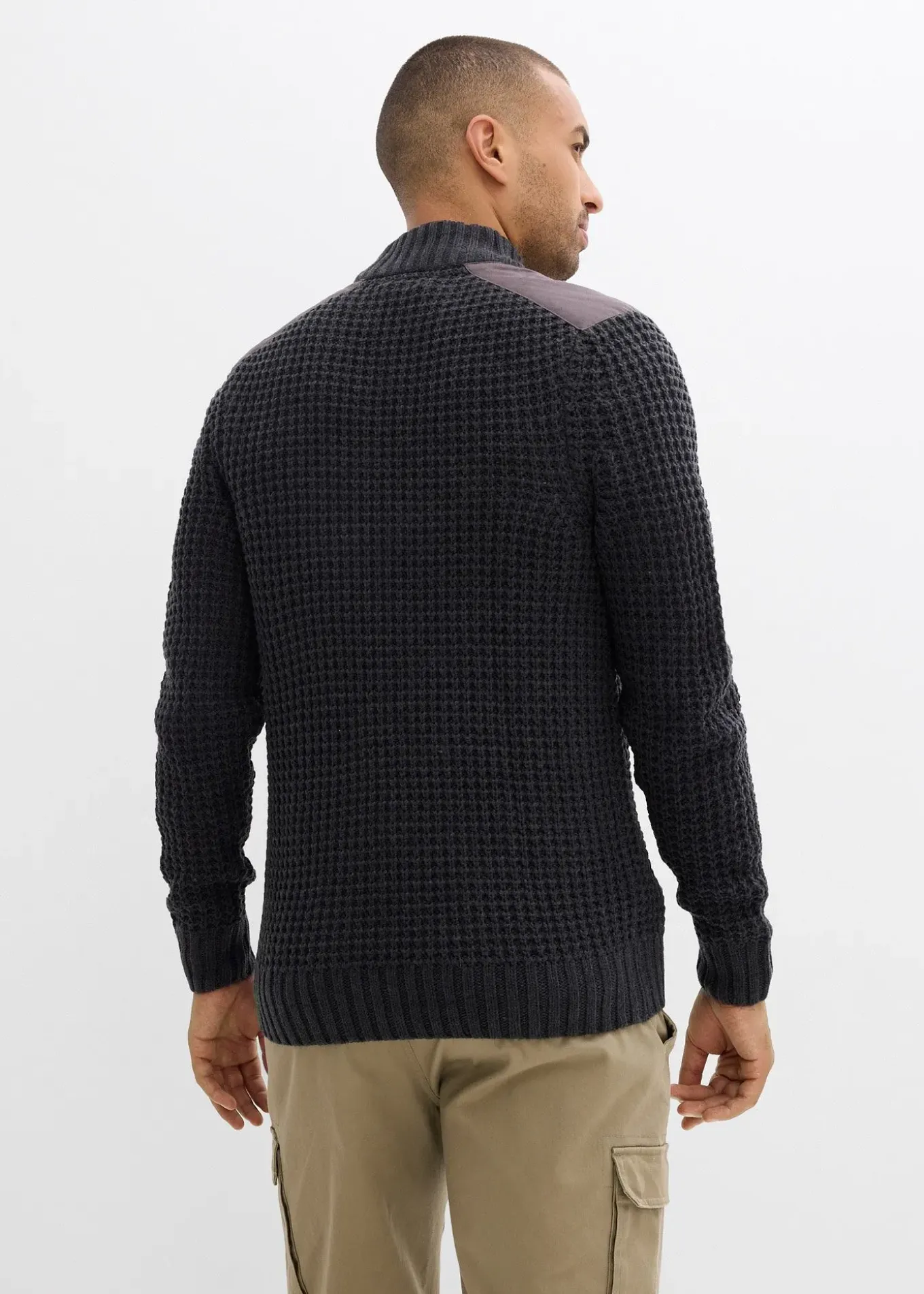 Gilet en grosse maille point de riz avec poche poitrine