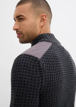 Gilet en grosse maille point de riz avec poche poitrine