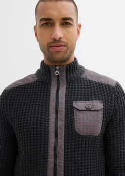 Gilet en grosse maille point de riz avec poche poitrine