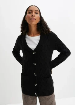 Gilet en maille à col châle et motif torsadé