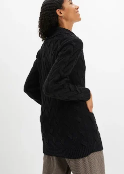 Gilet en maille à col châle et motif torsadé