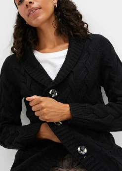 Gilet en maille à col châle et motif torsadé