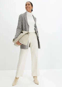 Gilet en maille à col châle et motif torsadé