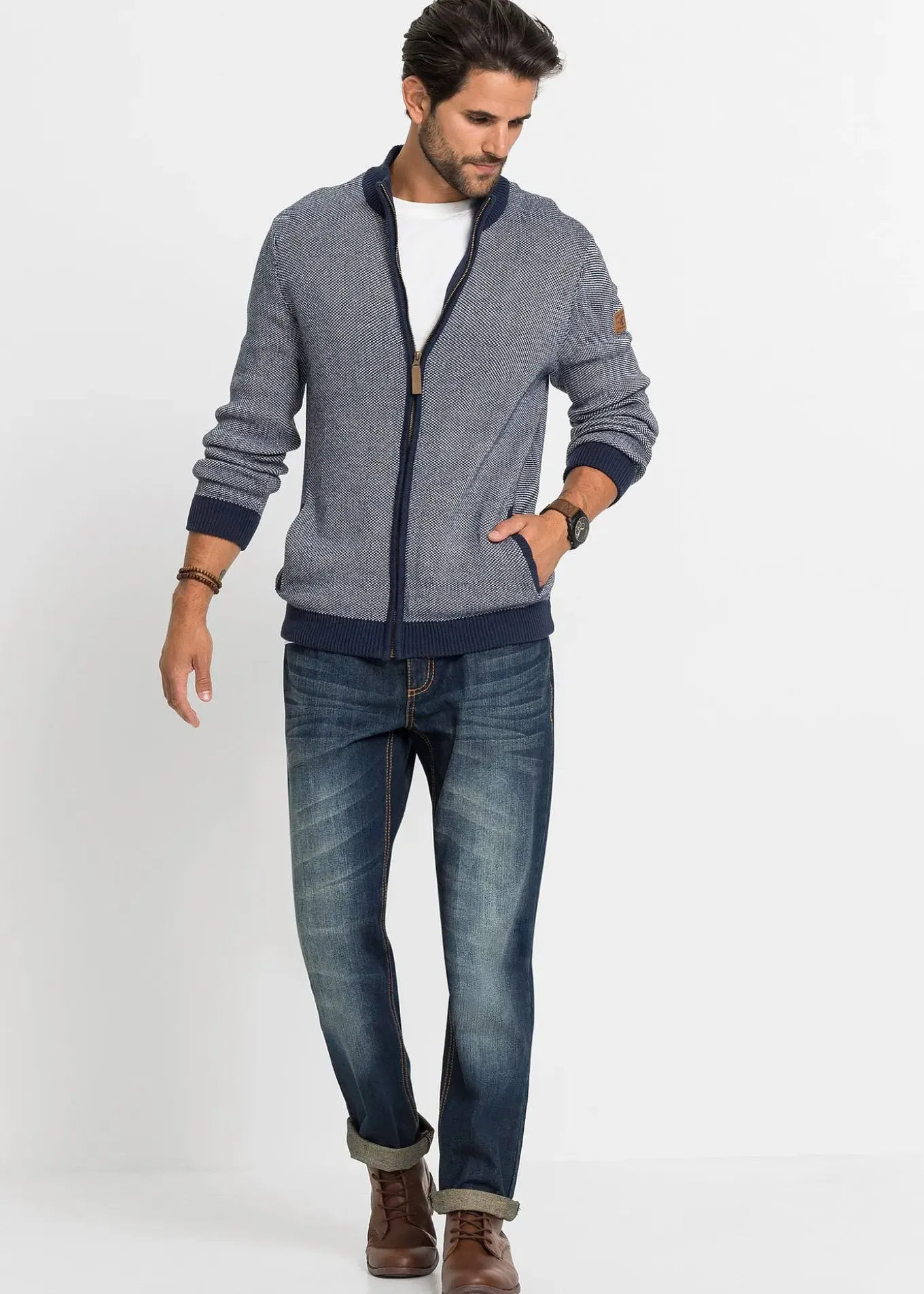 Gilet en maille 100% coton à col montant