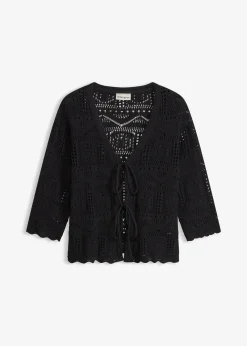 Gilet en maille ajourée à nouer