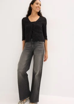 Gilet en maille ajourée à nouer