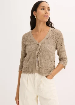 Gilet en maille ajourée à nouer