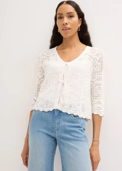 Gilet en maille ajourée à nouer