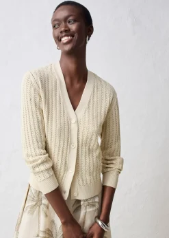 Gilet en maille ajourée avec lin