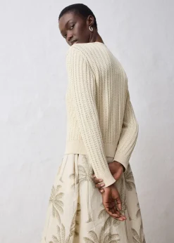 Gilet en maille ajourée avec lin