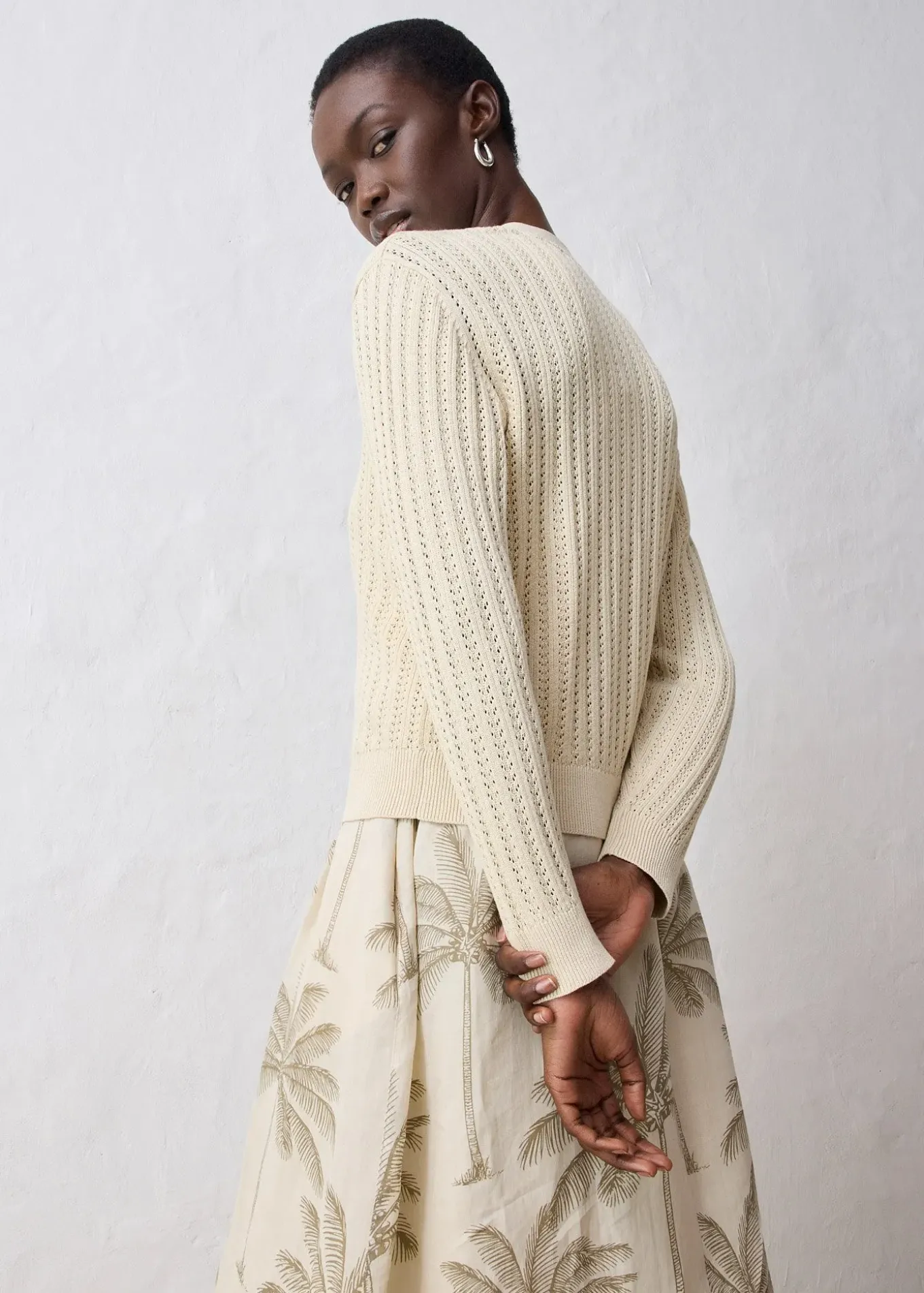 Gilet en maille ajourée avec lin