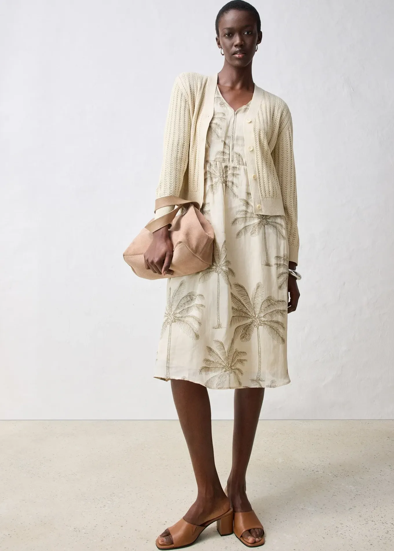 Gilet en maille ajourée avec lin