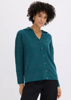 Gilet en maille ajourée avec fil brillant