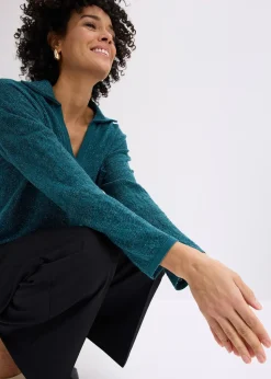 Gilet en maille ajourée avec fil brillant