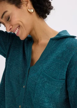 Gilet en maille ajourée avec fil brillant