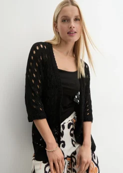 Gilet en maille ajourée avec fil brillant