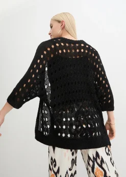 Gilet en maille ajourée avec fil brillant