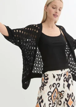 Gilet en maille ajourée avec fil brillant