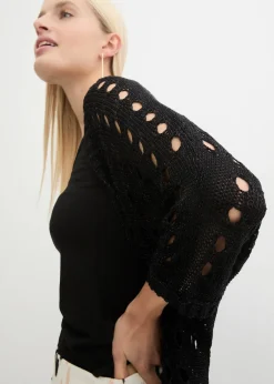 Gilet en maille ajourée avec fil brillant