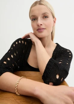 Gilet en maille ajourée avec fil brillant