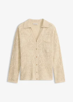 Gilet en maille ajourée avec fil brillant