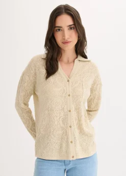 Gilet en maille ajourée avec fil brillant