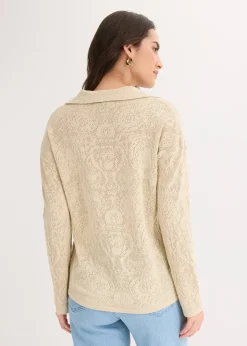 Gilet en maille ajourée avec fil brillant