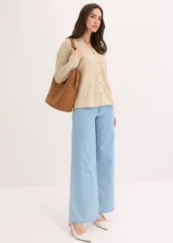 Gilet en maille ajourée avec fil brillant