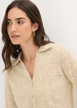 Gilet en maille ajourée avec fil brillant