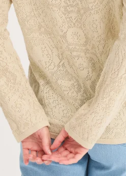 Gilet en maille ajourée avec fil brillant